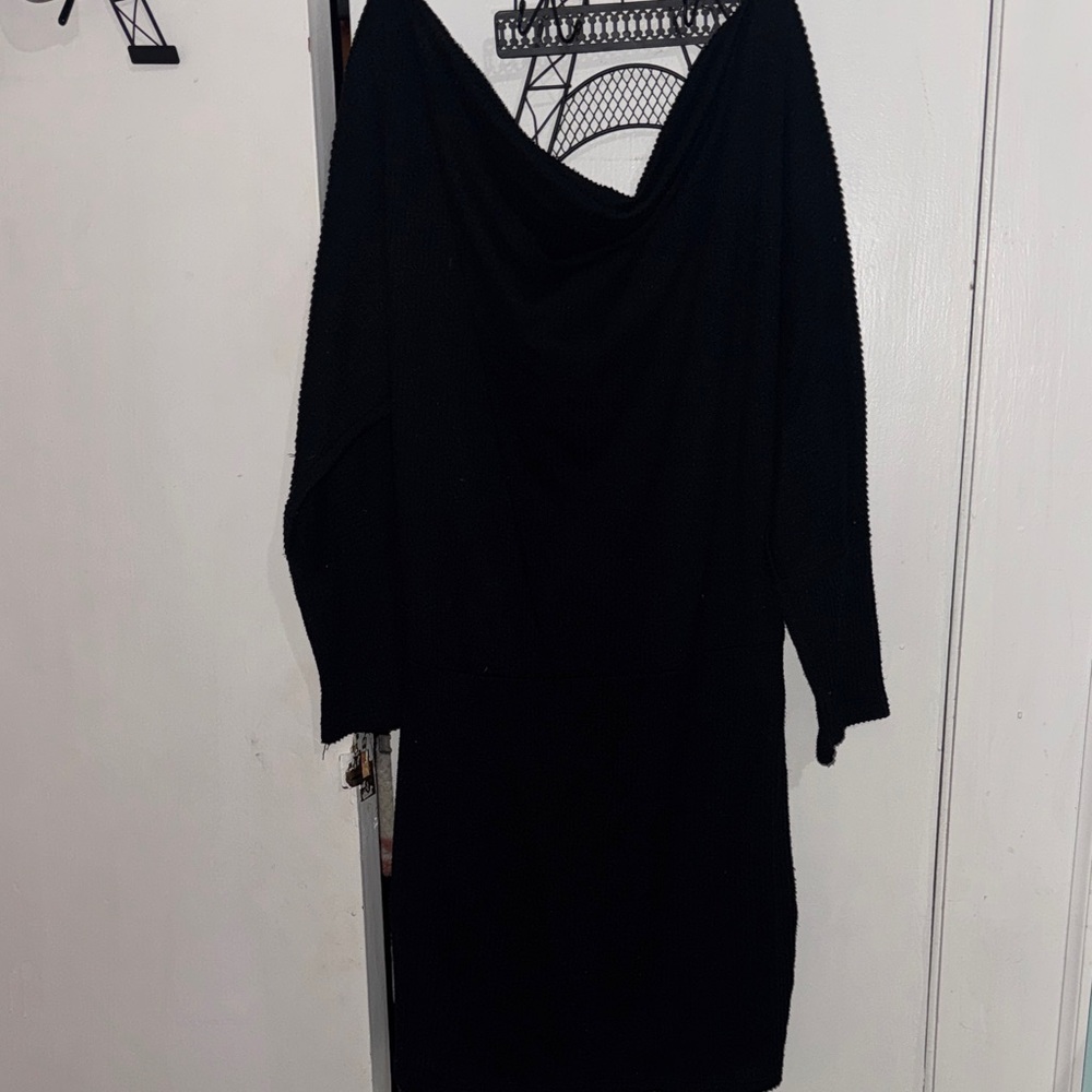Elegant Black Sweater Women's Dress